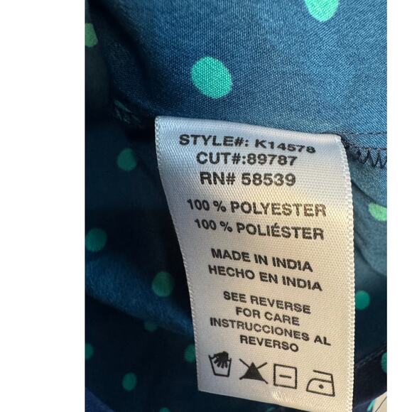 Kut from the Kloth Navy Green Polka Dot Button Up Top Size Medium - Picture 5 of 5